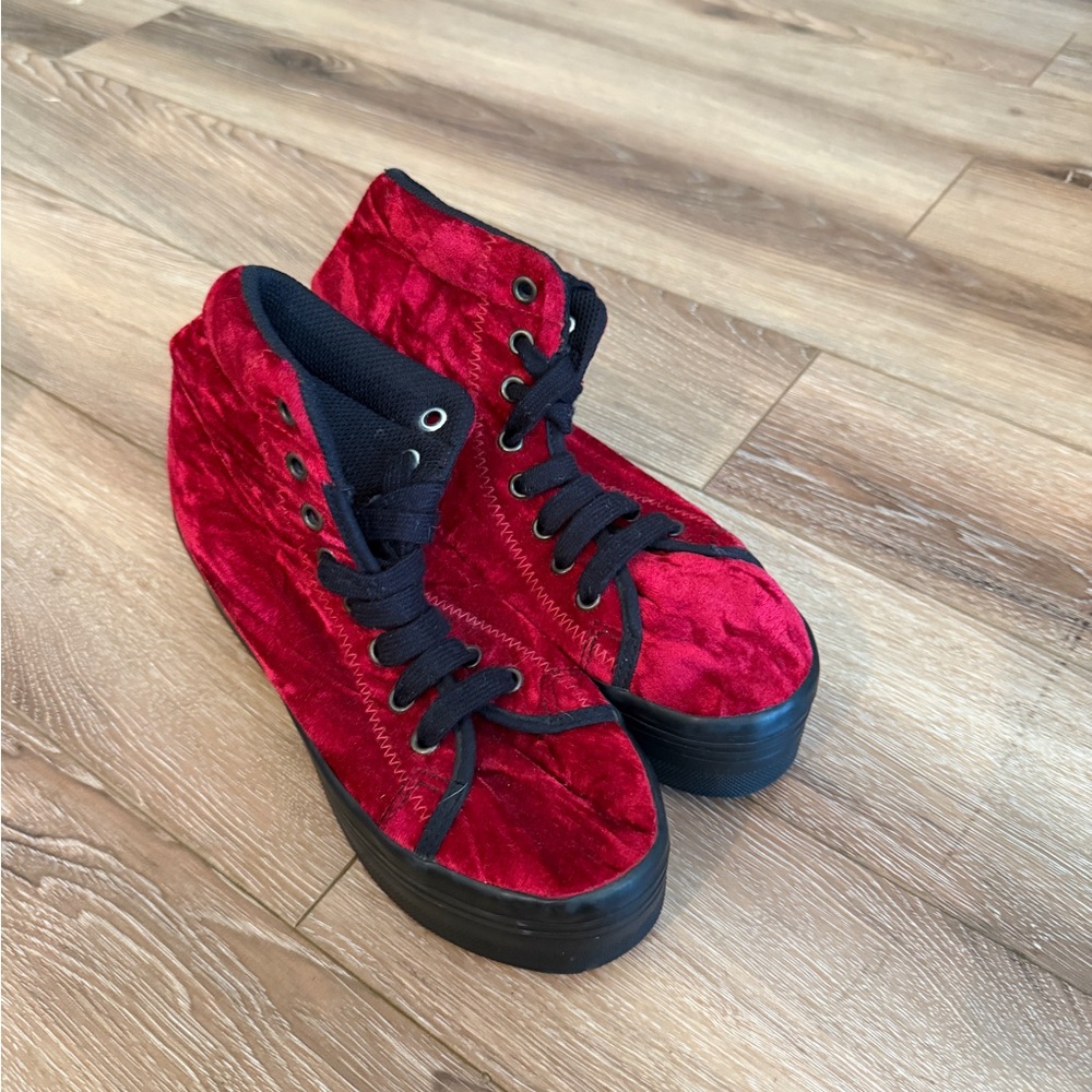 Jeffrey Campbell Red Velvet Platform Sneakers